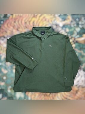 Converse A-COLD-WALL Polo Shirt Green Long Sleeve Cotton Knit Collared XXL
